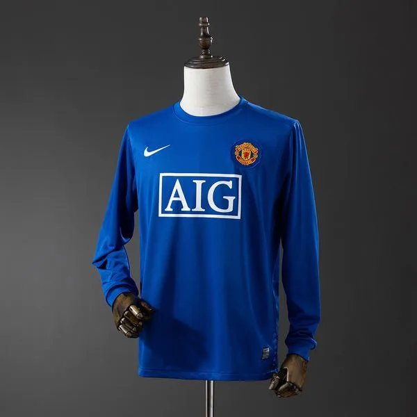 Camiseta de fútbol Manchester United 2008/09 VISITANTE MANGA LARGA VERSION FAN